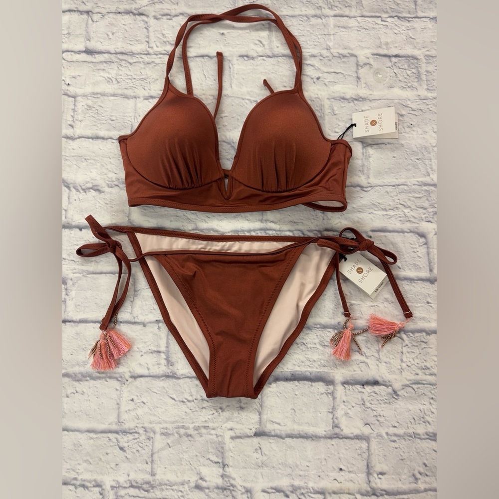 Shade & Shore (Target) Women's Rust 36B Bikini Top, Bottom sz L Set